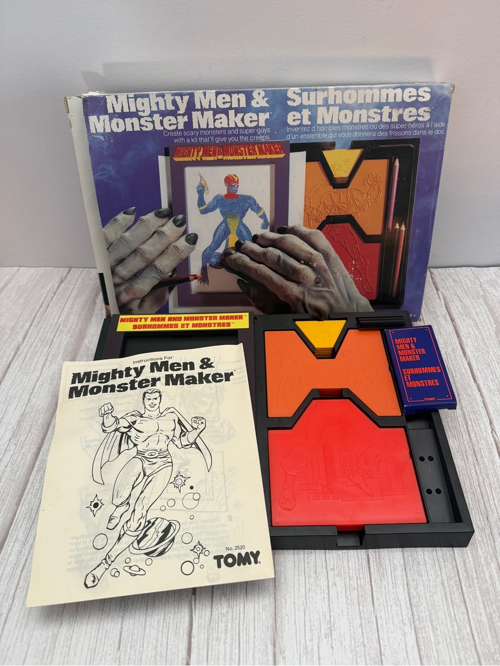 TOMY Mighty Men & Monster Maker 2520 Art - All 18 Plates Pencils & Instructions